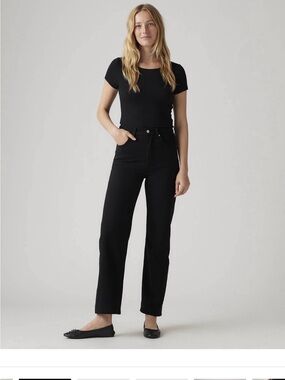 Levi's High-Rise Black Straight-Leg Jeans
